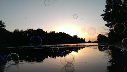 Bubbles on a lake