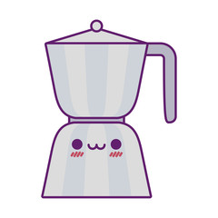 Kawaii coffee kettle cartoon line and fill style icon vector design