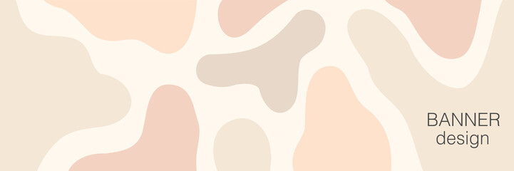 Beautiful feminine social media banner template with minimal abstract organic shapes composition in trendy contemporary collage style