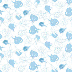 Apple of cherry blossom and leaves. Modern abstract vector seamless pattern with hand drawn elements