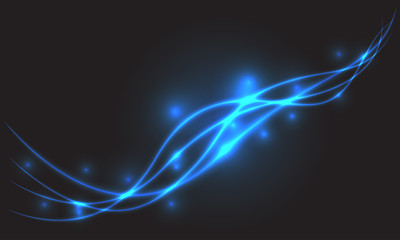 Abstract blue line light wave on black luxury background technology futuristic vector illustration.