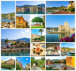 Travel view of town Rapallo at Italy