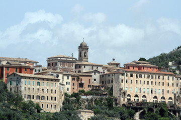 Fototapeta na wymiar Arpino, Italy - May 4, 2013: Panorama of the city of Arpino in the province of Frosinone