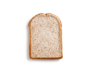 slice whole grain bread on white background