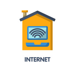 Internet at home flat icon style design illustration on white background