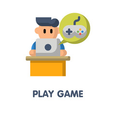 play game flat icon style design illustration on white background