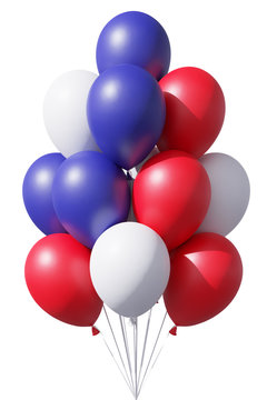 American patriotic balloons in traditional colors on white.