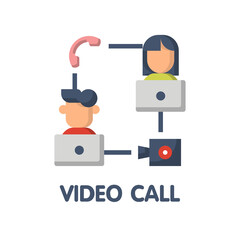 Video call flat icon style design illustration on white background