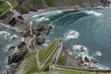 Steps on the way to the hermitage of Sant Juan de Gaztelugatxe in Vizcaya, Basc Country.