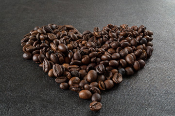 heart of coffee beans