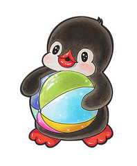  illustration with funny cartoon penguin