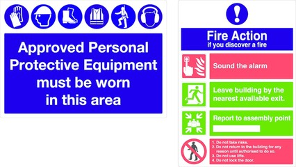 ppe & fire action signs