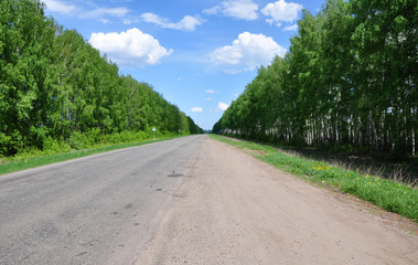 Fototapeta na wymiar Smooth road in Central Russia