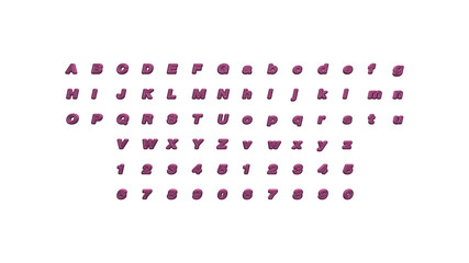 Full set of English letters in 3D illustrations separated to two sides for matching perspectives, lightings and shadows for