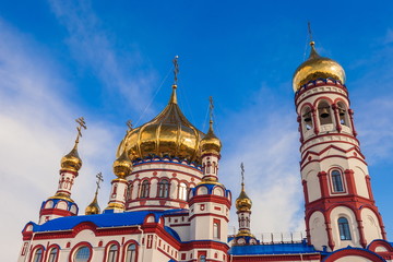 Fototapeta na wymiar The Orthodox Church on sky background