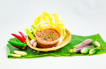 Thai chili paste and fresh vegetables   Thai food  tasty
