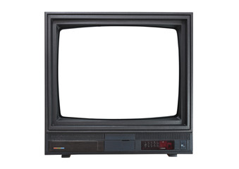 Old tv on isolated. Retro technology concept. Blank screen for text.