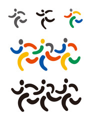 


Running race, symbols.
Stylized icons of running people. Suitable for logo. Isolated on white background.Vector available