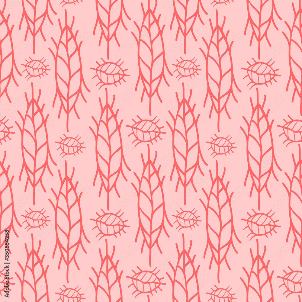 Wall mural Seamless pattern with simple scandi ornament. Background for childish fabric or wallpaper. Repeating pattern in decorative style. Fashionable design for textile.