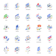 
Banking and Business Isometric Illustrations Pack 
