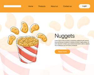 Fried chicken meat in bucket vector cartoon landing page concept.
