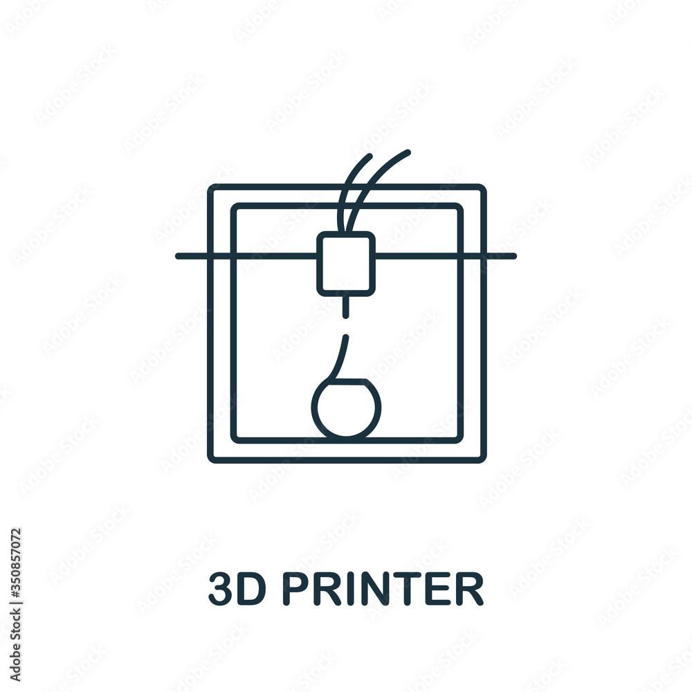 Poster 3d printer icon from 3d printing collection. simple line 3d printer icon for templates, web design a