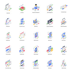 Obraz premium Network and Communication Isometric Illustrations Pack 