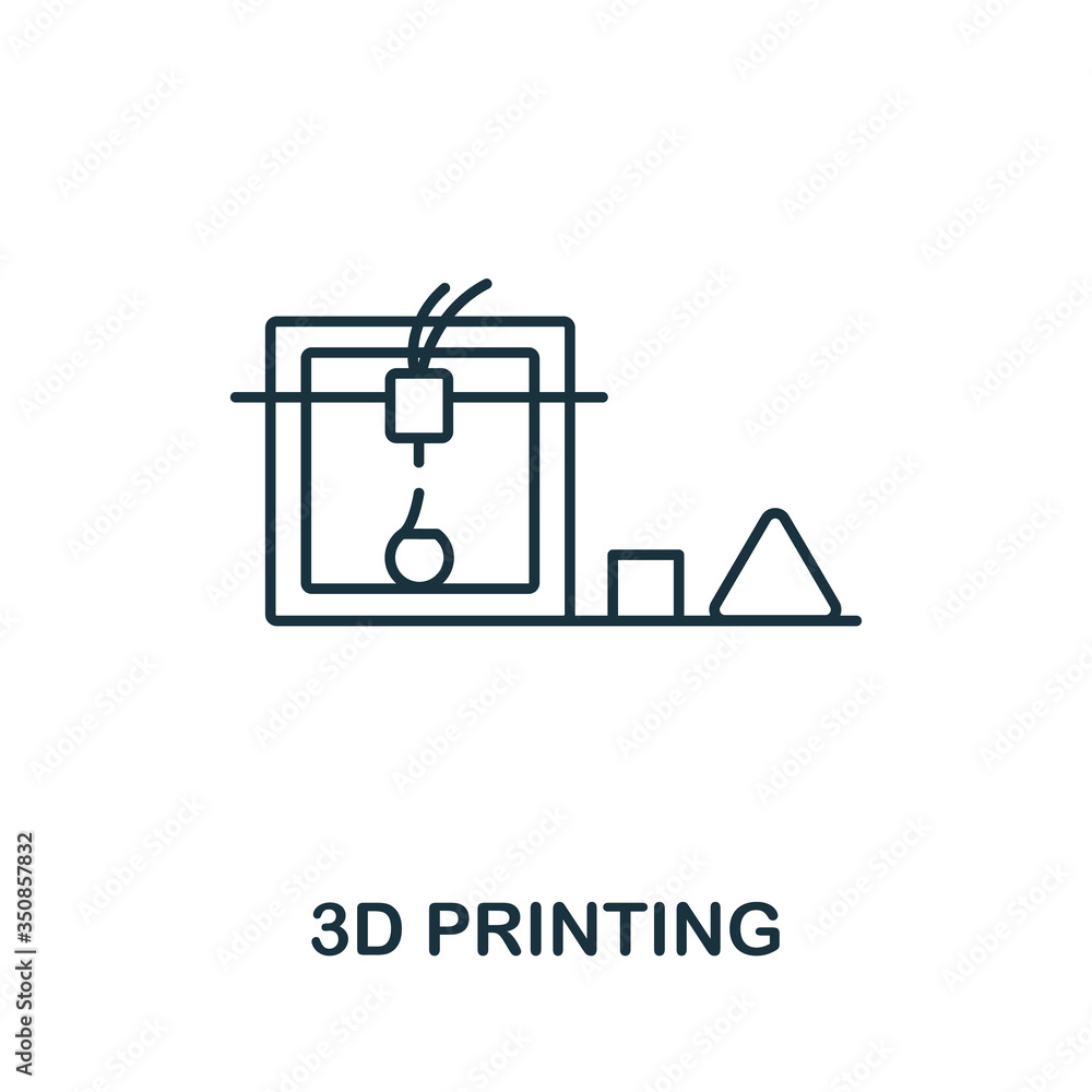 Poster 3d printing icon. simple line element 3d printing symbol for templates, web design and infographics