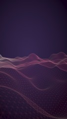 Abstract landscape background. Cyberspace purple grid. hi tech network. 3D illustration