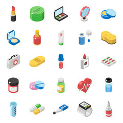 
Cosmetic Products Isometric Icons Pack 
