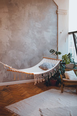 room interior with  hammock
