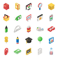 
Educational Accessories Isometric Vectors Pack 

