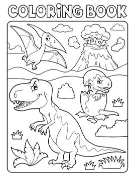 Coloring book dinosaur subject image 9