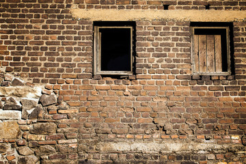 Abstract Ancient Building Houses Windows