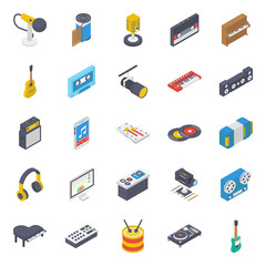 
Musical instrument Isometric Icons Pack 
