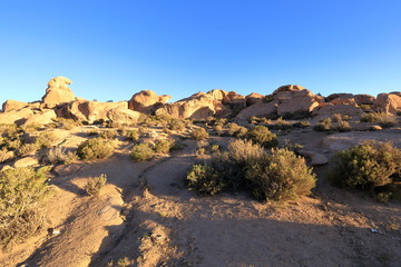 Fototapeta na wymiar The desert landscape before sunset, Atacama in Bolivia