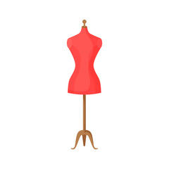 Tailors dummy illustration. Red, mannequin, simulator. Needlework concept. illustration can be used for topics like household, workshop