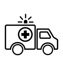 Ambulance line car icon isolated on white vector illustration