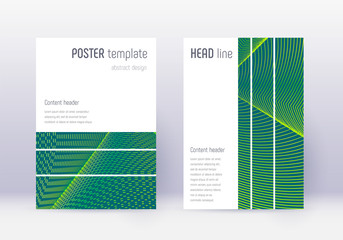 Geometric cover design template set. Green abstrac