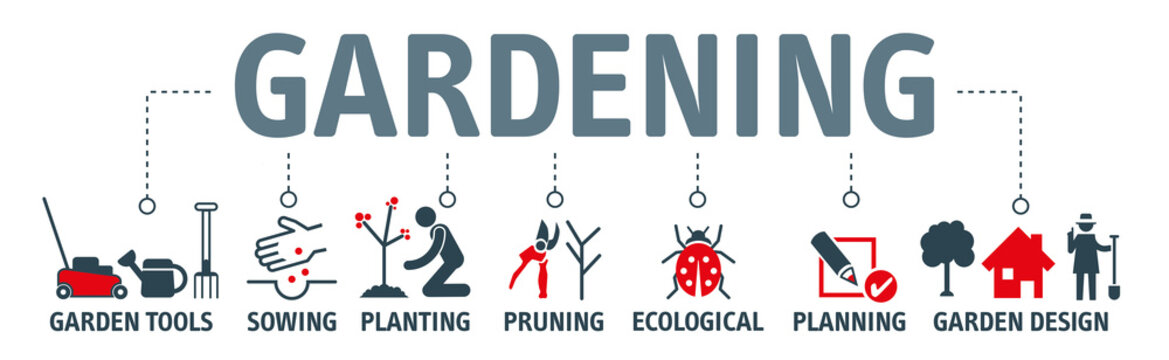 Gardening icons set and design elements