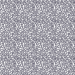 Seamless pattern. Linear geometric ornament. Background for fabric or web wallpaper. Repeating pattern in decorative style with circles and pebbles ornaments. Textile design for clothes