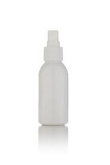 antiseptic spray and bottle on white background

