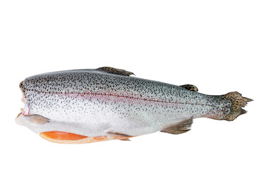 Whole Fresh, potted fish. Vitamins and a healthy diet. Isolated on a white background. Top view.