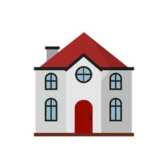 White cottage with red roof illustration. Home, design, architecture. Building concept. illustration can be used for topics like real estate, advertisement, house