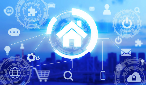 家とネットワークテクノロジー テレワークやスマートハウス Network technology & home.concept image of Smart house Telework