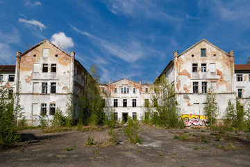 Fototapeta na wymiar Abandoned old prussian Allenberg hospital in Znamensk, Russia