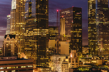 Fototapeta na wymiar Downtown Los Angeles skyline at night.