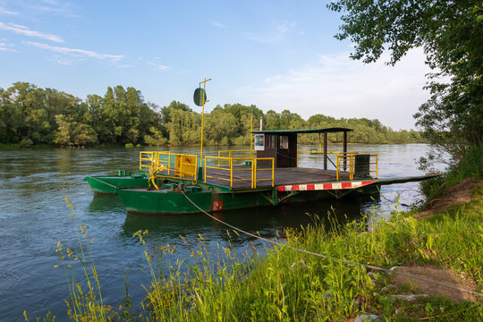 A cable ferry on the Drava River in Croatia