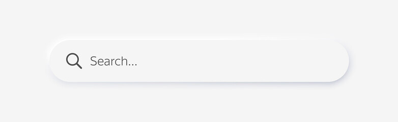 Search bar. Search window with shadow on light background, Neumorphism design. Vector illustration EPS10 - obrazy, fototapety, plakaty