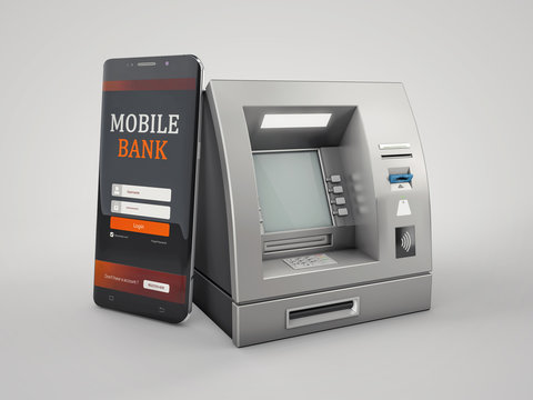 3d Rendering of Mobile online banking and payment concept. clipping path included